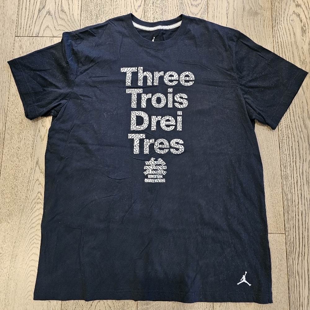 Jordan XXXL Black T-shirt Jordan 3 Black Cement Three Trois Drei Tres NWOT RARE